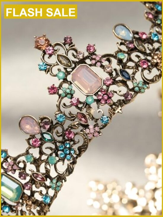 Vintage Baroque Queen Crown - Crystal Tiara for Wedding Prom Costume